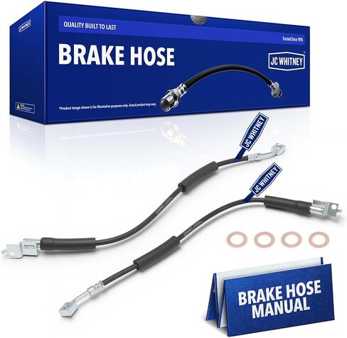 JC Whitney JFBAJCWBHH00302 Set of 2 Front Left & Right Brake Hydraulic Hoses - Compatible with Jeep Grand Cherokee 93-98, Wrangler 97-06, Cherokee 90-01, Wagoneer 1990, Grand Wagoneer 1993 in Kuwait