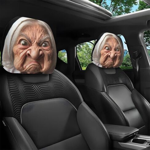 Halloween Car Headrest Cover, Scary Face Auto Front Seat Cover, Halloween Stretchy Head Rest Protector, Funny Cartoon Car Seat Headrest Covers, Mysterious Automotive Interior Accessories in Kuwait