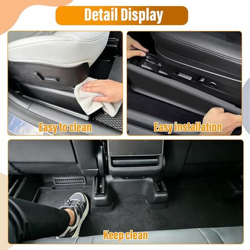 Seat Slide Rail Pad Cover Under Seat Floor Mat Protectors Front Seat Rail Protectors Compatible with Tesla Model Y(Juniper) 2025 2026 7 PCS with 4PCS Air Outlets Protective Cover in Saudi Arabia