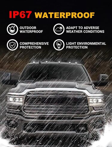 Solar Wireless No Drill Truck Cab Roof Lights, Auto On/Off with Motion Vibration Sensor Ultra-Bright LED IP67 Waterproof Solar Security Lights for Trucks RVs 5PCS (White) in Saudi Arabia