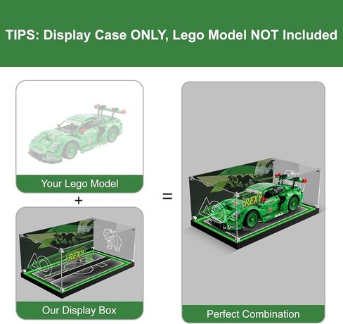 Acrylic Display Case for Lego 42224 Porsche 911 GT3 R Rexy AO Racing Car, Dustproof Acrylic Showcase Box with with LED Lighting(Only Case - Model Not Included) in Saudi Arabia