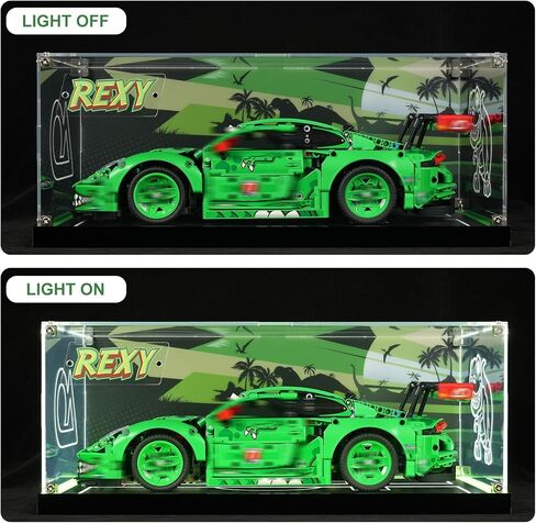 Acrylic Display Case for Lego 42224 Porsche 911 GT3 R Rexy AO Racing Car, Dustproof Acrylic Showcase Box with with LED Lighting(Only Case - Model Not Included) in Saudi Arabia