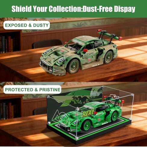 Acrylic Display Case for Lego 42224 Porsche 911 GT3 R Rexy AO Racing Car, Dustproof Acrylic Showcase Box with with LED Lighting(Only Case - Model Not Included) in Saudi Arabia