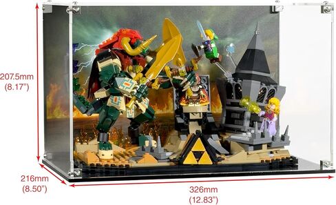 Display Case Compatible with LEGO The Legend of Zelda Ocarina of Time 77093 – UV-Printed Background, Dustproof Acrylic Showcase, Set Not Included in Kuwait