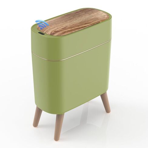 suyika Automatic Trash Can, 2.6 Gallon/10L Bathroom Trash Can with Lid - Wood Grain Lid and Legs, Touchless Waterproof Garbage Bin for Bedroom, Bathroom, Office, Living Room in Saudi Arabia