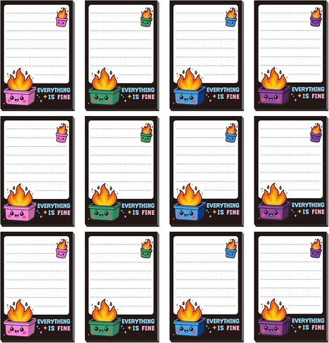 Dumpster Fire Desk Accessories, 12 Pads Garbage Can Fire Funny Sticky Notes, 600 Sheets 3.6 x 2.4 Inch Notepads, It's Fine I'm Fine Everything is Fine Memo Notes Office Gifts for Women Men Coworkers in Saudi Arabia