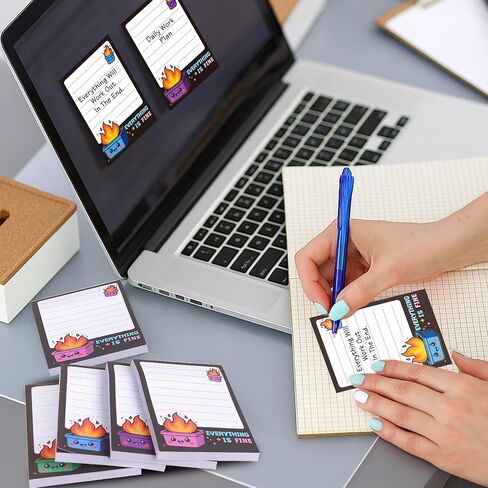 Dumpster Fire Desk Accessories, 12 Pads Garbage Can Fire Funny Sticky Notes, 600 Sheets 3.6 x 2.4 Inch Notepads, It's Fine I'm Fine Everything is Fine Memo Notes Office Gifts for Women Men Coworkers in Saudi Arabia