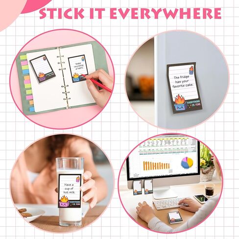 Dumpster Fire Desk Accessories, 12 Pads Garbage Can Fire Funny Sticky Notes, 600 Sheets 3.6 x 2.4 Inch Notepads, It's Fine I'm Fine Everything is Fine Memo Notes Office Gifts for Women Men Coworkers in Saudi Arabia