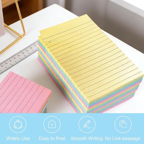 1 Pcs Lined Sticky Notes Pads for Writing and Organization Desk Office Workspace Daily Planning Notes for Partner(Yellow + Red + Blue + Green) in Kuwait