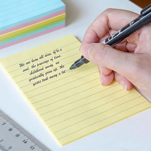 1 Pcs Lined Sticky Notes Pads for Writing and Organization Desk Office Workspace Daily Planning Notes for Partner(Yellow + Red + Blue + Green) in Kuwait