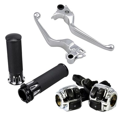 Astra Depot 1" Handlebar Switch Control Kit with Horn Headlight Turn Signal Switches, Hand Grips & Brake Clutch Levers Replacement for 1996–2010 Harley Sportster Dyna Softail in Kuwait