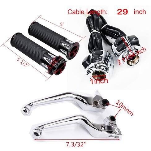 Astra Depot 1" Handlebar Switch Control Kit with Horn Headlight Turn Signal Switches, Hand Grips & Brake Clutch Levers Replacement for 1996–2010 Harley Sportster Dyna Softail in Kuwait