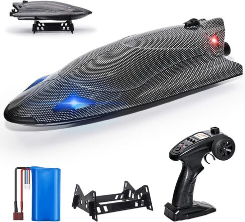 Rc Boat,12 inch Big Remote Control Boats with LED Light,40 KPH Fast RC Speed Boats with 2000mAh Battery Ideal Waterproof Toy Boats for Lakes & Pools & Salt Water Summer Toys for Adults in Saudi Arabia