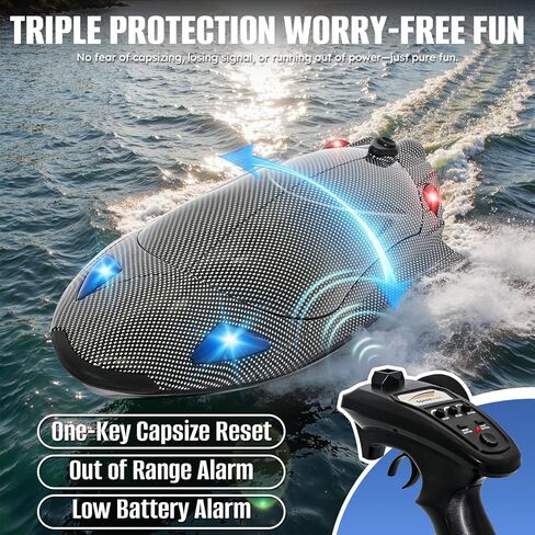 Rc Boat,12 inch Big Remote Control Boats with LED Light,40 KPH Fast RC Speed Boats with 2000mAh Battery Ideal Waterproof Toy Boats for Lakes & Pools & Salt Water Summer Toys for Adults in Saudi Arabia