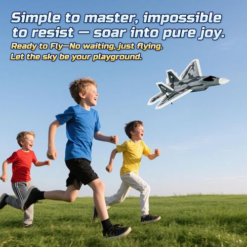DEERC 2CH F22 Raptor RC Plane wiht Lights,Remote Control Airplane Fighter Toys,2.4GHz 6-axis Gyro Stabilizer RTF Glider Aircraft Jet Plane with 3 Batteries,Easy to Fly for Boys Adults in Saudi Arabia