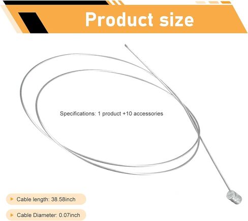 Motorcycle Throttle Cable Kit, 51" Flexible Cable Connector Repair Kit, Galvanized Steel Brake Cables Replacement Accessories, Universal for Mini Bike, Road Bike, Motorcycle, Car (Silver) in Saudi Arabia