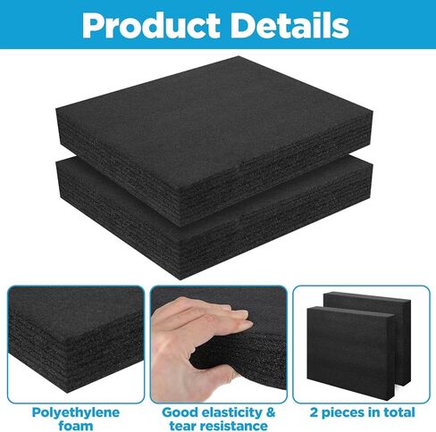 2 Pcs Polyurethane Foam Sheet - 12 x 10 x 3.12 Inch, Customizable Polyethylene Foam Packing Inserts for Cases, Pick and Pluck Shadow Packing Foam-Sheets for Packaging and Crafts in Kuwait