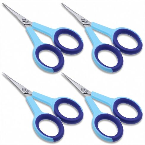 4" Detail Scissors, Embroidery Scissor with Sharp Stainless Steel Blade Fabric Sewing Scissors Set with Soft Handles for Sewing, Craft, Office and Embroidery Small Sewing(4 Pcs) in Kuwait