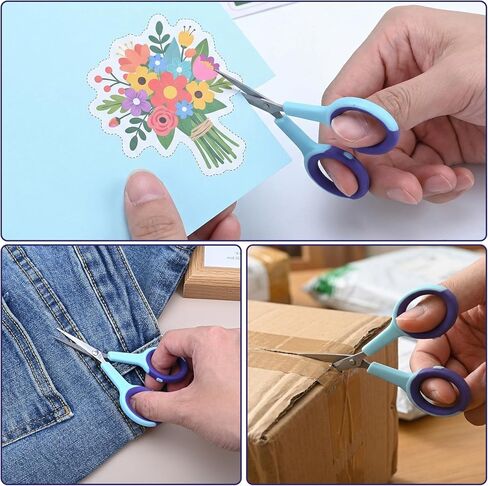 4" Detail Scissors, Embroidery Scissor with Sharp Stainless Steel Blade Fabric Sewing Scissors Set with Soft Handles for Sewing, Craft, Office and Embroidery Small Sewing(4 Pcs) in Kuwait