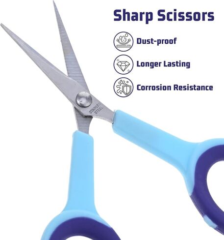 4" Detail Scissors, Embroidery Scissor with Sharp Stainless Steel Blade Fabric Sewing Scissors Set with Soft Handles for Sewing, Craft, Office and Embroidery Small Sewing(4 Pcs) in Kuwait