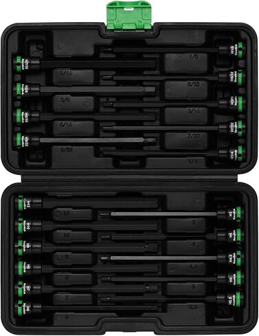 TecoTek 3/8" Drive Long Impact Hex Bit Socket Set, Allen Bit Sockets, 20PCS Allen Wrench Socket, SAE (1/8"-7/16") and Metric (3MM-12MM), 6" Long CR-V & S2 Alloy Steel Hex Key Set in Kuwait