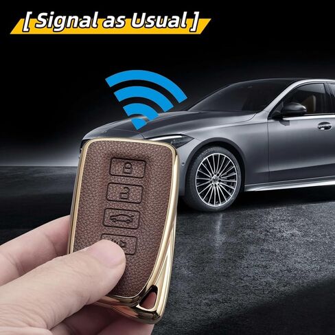 غطاء مفتاح Fob لسيارة Lexus مع سلسلة مفاتيح، جلد علوي + غطاء غطاء مفتاح ناعم من مادة TPU لـ ES هو GS NX RX RC GX LX 570 200 250 300 350 h F Sport، 4 أزرار (ذهبي وردي) in Kuwait