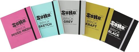 SoHo Urban Artist Brick Sketchbook Journals for Sketching, Drawing, Colored Pencils, Graphite, and More - Mixed Media 5.5"x5.5" (200 GSM, 40 Sheets) in Kuwait