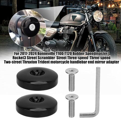 محول مرآة نهاية المقود لعام 2017-Now Bonneville T100 T120 Bobber Rocket3 سرعة ثلاثية السرعة Twin Street Thruxton1200 Trident660، لمحول حامل حامل مرآة نهاية ملولبة M6 in Kuwait