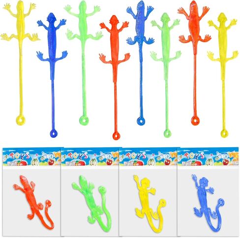 Yeetec 12 Pack Sticky Gecko Stretchy Sticky Lizards Sensory Toys for Kids Birthday Party Favors, Reptile Themed Party Supplies Bag Fillers, Classroom Prizes, Random Color in Saudi Arabia