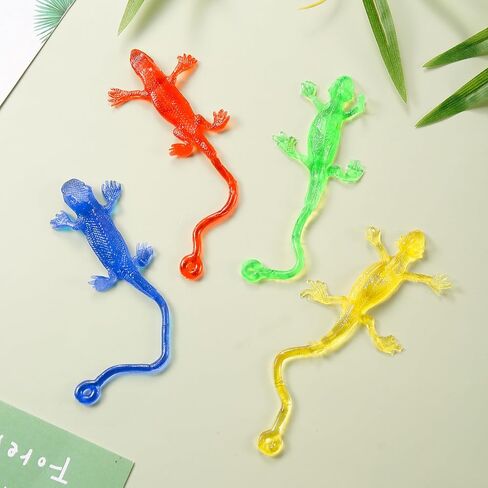 Yeetec 12 Pack Sticky Gecko Stretchy Sticky Lizards Sensory Toys for Kids Birthday Party Favors, Reptile Themed Party Supplies Bag Fillers, Classroom Prizes, Random Color in Saudi Arabia