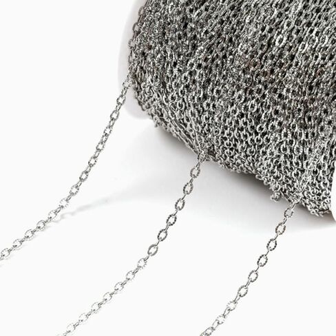 Maxmoral 33 Feet Silver Metal Jewellery Chain DIY Jewellery Accessories Fringe Clothing Materials Suitable for Making Bracelets and Anklets in Kuwait