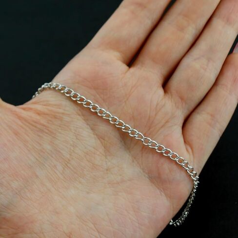 Maxmoral 33 Feet Silver Metal Jewellery Chain DIY Jewellery Accessories Fringe Clothing Materials Suitable for Making Bracelets and Anklets in Kuwait