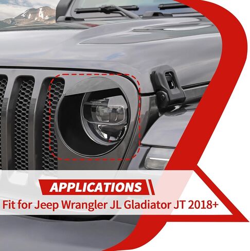 إطار أمامي للعيون الغاضبة مناسب لسيارة جيب رانجلر JL Gladiator JT 2018 + ملحقات خارجية لتراكب المصابيح الأمامية in Kuwait
