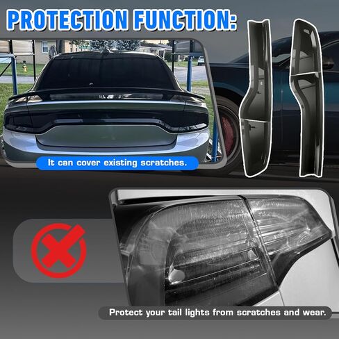 Tail Light Lamp Covers Compatible with 2015-2024 Dodge Charger, Smoked Rear Light Guards Protection Exterior Accessories in Saudi Arabia