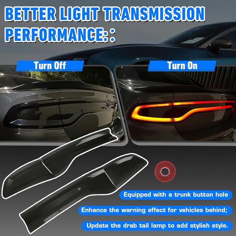 Tail Light Lamp Covers Compatible with 2015-2024 Dodge Charger, Smoked Rear Light Guards Protection Exterior Accessories in Saudi Arabia
