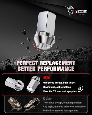 MZS M14x1.5 Lug Nuts, 7/8" Hex Closed End Conical Seat Wheel Nut for Selected Models, One-Piece Design Lugnuts, Replace OEM 9596070 611-236 611-330 611-152, 611-331 15551469 9598179, Chrome, 24PCS in Kuwait