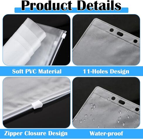JMIATRY 50PCS Clear A4 Binder Pockets for 3 Ring Binder Folders with 11 Holes, Pinder Pouches Plastic Envelopes with Zipper Closure, A4 Size Binder Zipper Pouch Inserts for 2/3/4 Ring Document Storage in Saudi Arabia
