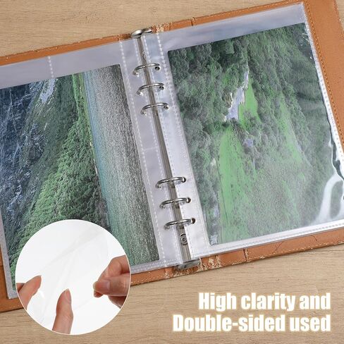 20 Sheets Clear Pocket Protectors, 6 Ring A5 Binder Inserts Sleeves, Double Sided Clear Planner Inserts, Plastic Sleeves for Binder Refill, Photo Card Sticker Organizer Pocket Pages in Kuwait