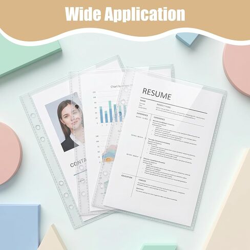 20 Sheets Clear Pocket Protectors, 6 Ring A5 Binder Inserts Sleeves, Double Sided Clear Planner Inserts, Plastic Sleeves for Binder Refill, Photo Card Sticker Organizer Pocket Pages in Kuwait