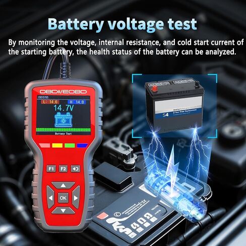 2-in-1 Enhanced OBD2 Scanner and Battery Tester, Car Code Reader and Engine Fault Code Diagnostic Tool for 1996+ OBDII Protocol Cars, Red in Saudi Arabia
