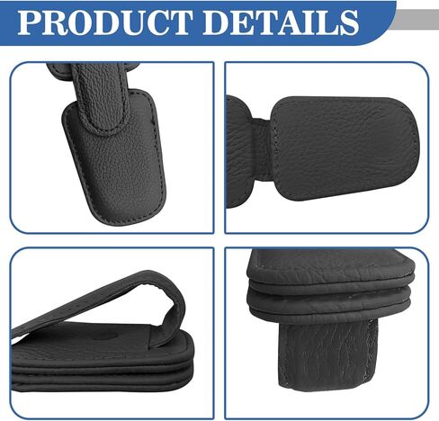Car Glasses Holders Sun Visor Magnetic Leather Sunglass Holder for Car Suitable for Glasses Car Visor Accessories Universal for Most Car Sun Visor, Black in Saudi Arabia