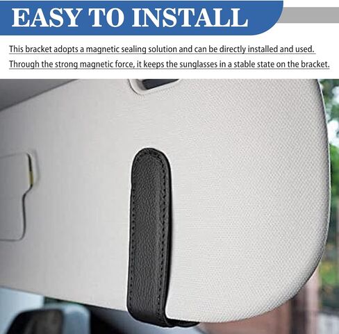 Car Glasses Holders Sun Visor Magnetic Leather Sunglass Holder for Car Suitable for Glasses Car Visor Accessories Universal for Most Car Sun Visor, Black in Saudi Arabia