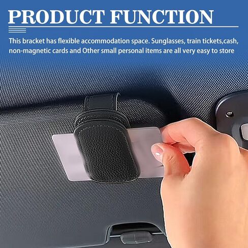 Car Glasses Holders Sun Visor Magnetic Leather Sunglass Holder for Car Suitable for Glasses Car Visor Accessories Universal for Most Car Sun Visor, Black in Saudi Arabia