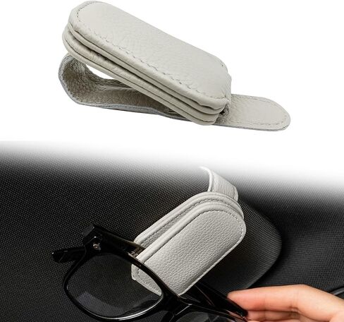 Car Glasses Holders Sun Visor Magnetic Leather Sunglass Holder for Car Suitable for Glasses Car Visor Accessories Universal for Most Car Sun Visor, Black in Saudi Arabia