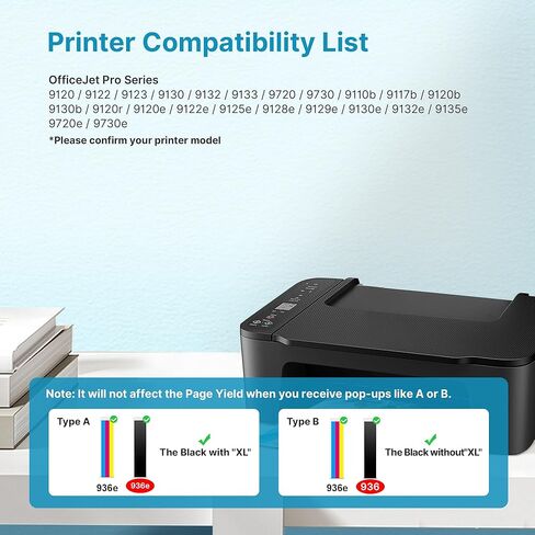 936e 936XL 936 Ink Cartridges for HP Printers 9125e 9120 9130 9135e 9730e Replacement for HP 936 Use for Office Jet Pro 9125 9135 9110b 9130b, Wide Format 9730e 9720e, 4-Pack B/C/M/Y HP936 with Chip in Saudi Arabia