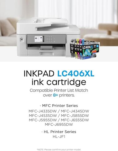 LC406XL LC406 Ink Cartridges for Brother Printer Compatible Replacement for LC406 XL LC406XL for Brother MFC-J4335DW MFC-J6555DW MFC-J5855DW MFC-J4535DW MFC-J6955DW MFC-J5955DW (4 Pack, BK/M/C/Y) in Saudi Arabia