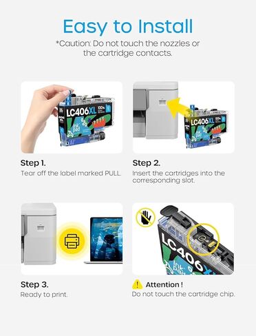 LC406XL LC406 Ink Cartridges for Brother Printer Compatible Replacement for LC406 XL LC406XL for Brother MFC-J4335DW MFC-J6555DW MFC-J5855DW MFC-J4535DW MFC-J6955DW MFC-J5955DW (4 Pack, BK/M/C/Y) in Saudi Arabia