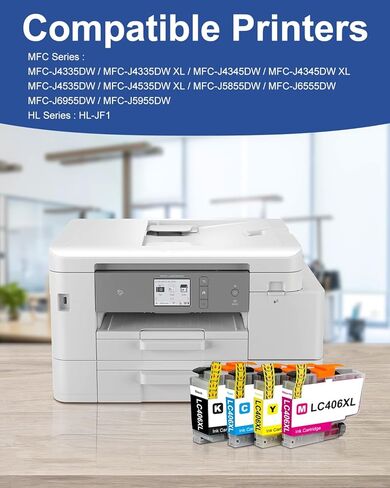 4-Pack LC406XL Ink Cartridges Compatible for Brother MFC-J4335DW MFC-J5855DW MFC-J6555DW MFC-J4535DW MFC-J6955DW MFC-J4345DW MFC-J5955DW Printer, Black Cyan Magenta Yellow in Saudi Arabia