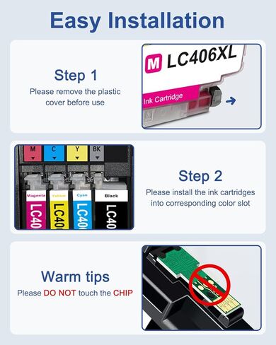4-Pack LC406XL Ink Cartridges Compatible for Brother MFC-J4335DW MFC-J5855DW MFC-J6555DW MFC-J4535DW MFC-J6955DW MFC-J4345DW MFC-J5955DW Printer, Black Cyan Magenta Yellow in Saudi Arabia