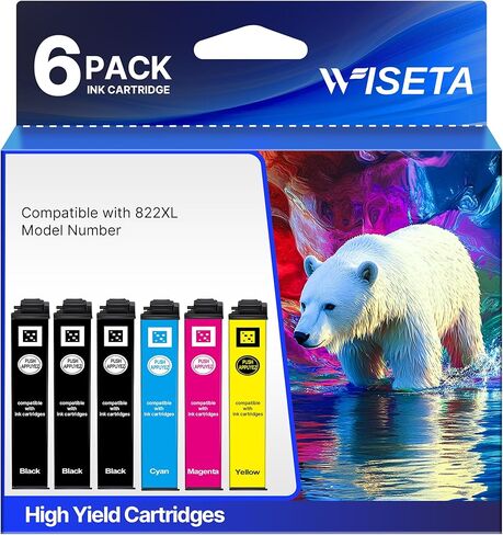 Remanufactured Replacement for 822XL Ink Cartridges for Epson Workforce Pro WF-3820 WF-3823 WF-4820 WF-4830 WF-4833 WF-4834 Printer (3 Black 1 Cyan 1 Magenta 1 Yellow) in Kuwait
